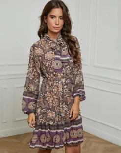 Robe imprimée mi-longue Charlie taupe-Alice & Charlotte Clearance