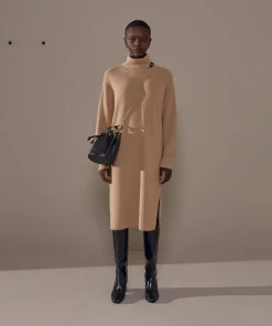 Femme Rodier Robes^Robe Iris, droite, col roulé marron moka