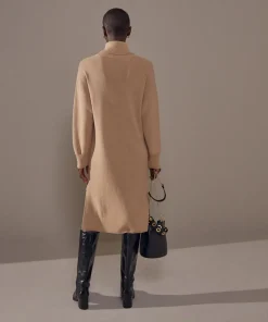 Femme Rodier Robes^Robe Iris, droite, col roulé marron moka