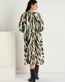 Femme See u Soon Robes^Robe Léa satinée imprimée vert/multicolore