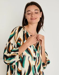 Femme See u Soon Robes^Robe Léa satinée imprimée vert/multicolore