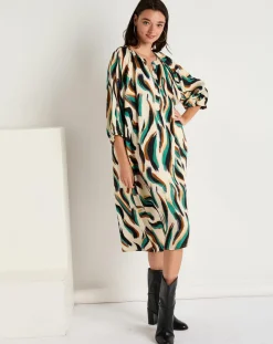 Femme See u Soon Robes^Robe Léa satinée imprimée vert/multicolore