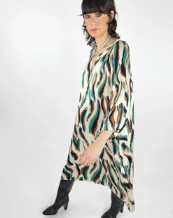 Femme See u Soon Robes^Robe Léa satinée imprimée vert/multicolore