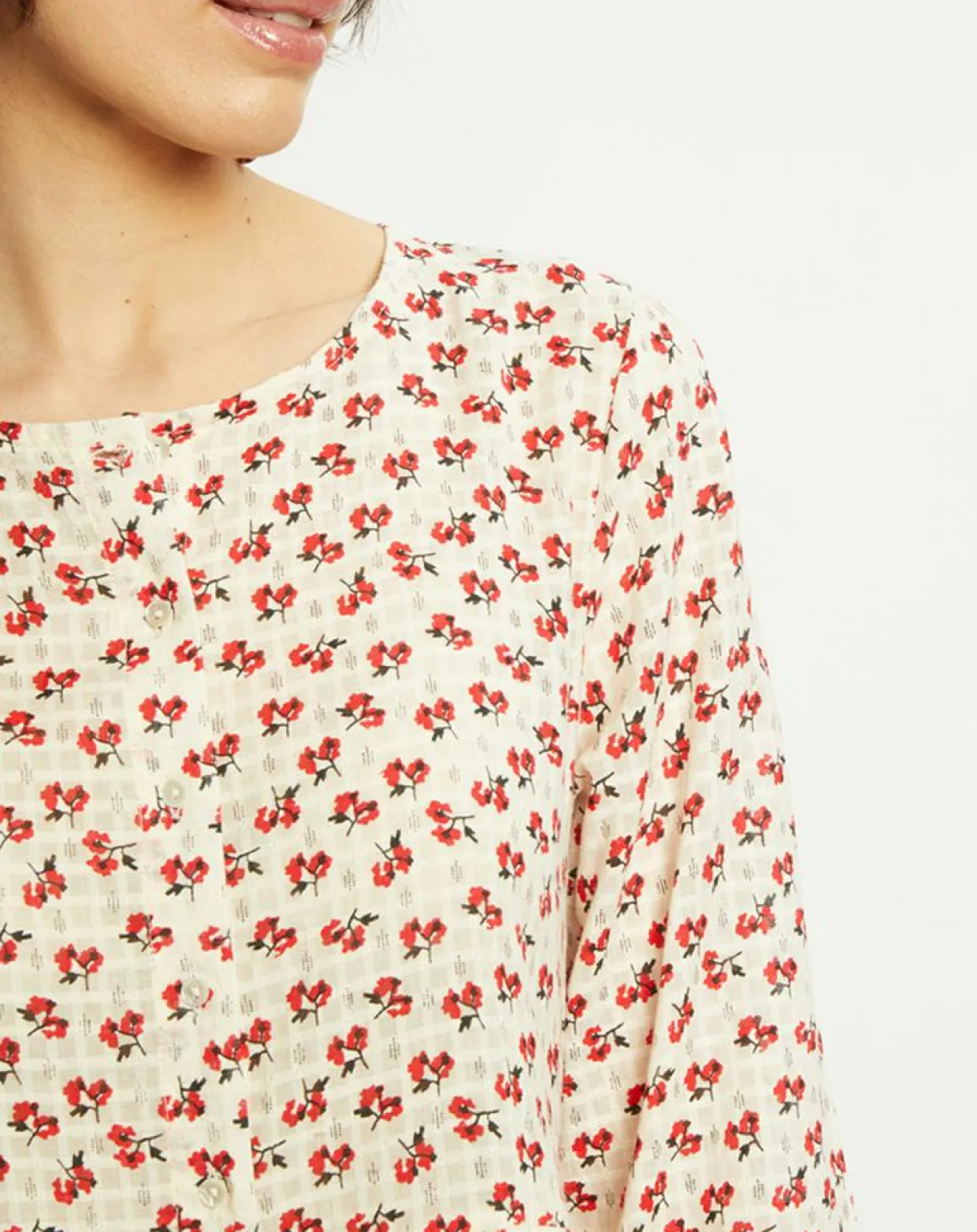 Robe Laila à fleurs écru/groseille-Harris Wilson Discount