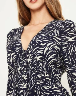 Femme La Petite Etoile Robes^Robe Lamine imprimée marine/beige