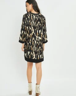 Robe Leoni imprimée fauve noir/beige-Lauren Vidal Outlet