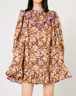 Robe Liberty Fauve imprimée cerise noire/multicolore-Manoush Clearance