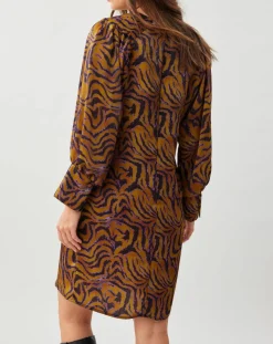Robe Lizy imprimée ocre/violet-Lauren Vidal Sale