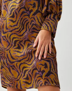 Robe Lizy imprimée ocre/violet-Lauren Vidal Sale