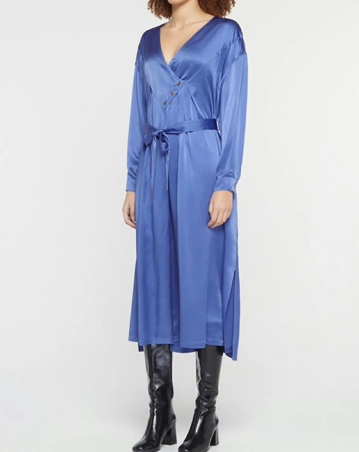 Femme Forte forte Robes^Robe longue 100% Soie Abito bleue