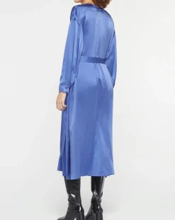 Femme Forte forte Robes^Robe longue 100% Soie Abito bleue
