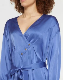 Femme Forte forte Robes^Robe longue 100% Soie Abito bleue