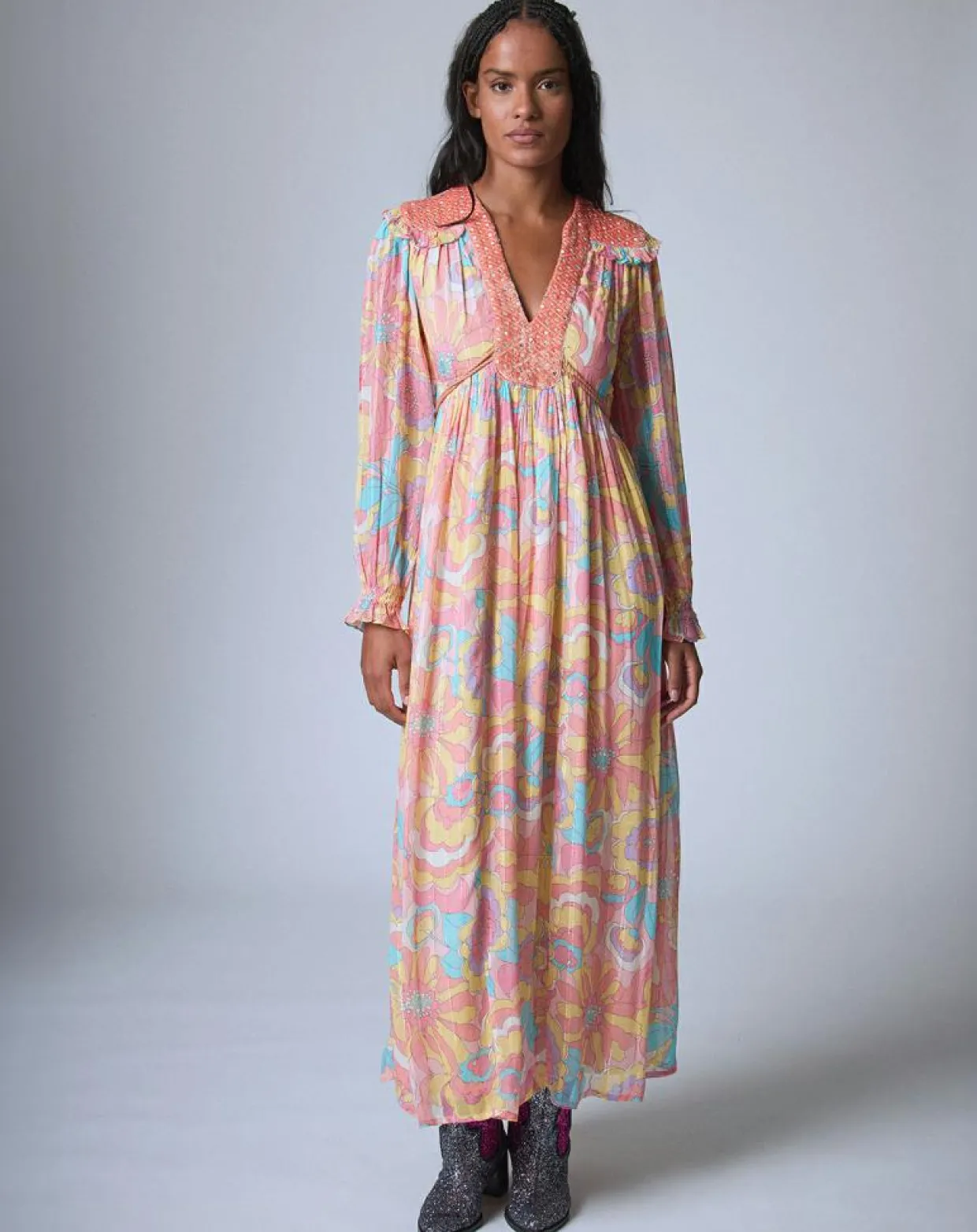 Robe longue Bollywood print-Manoush Hot
