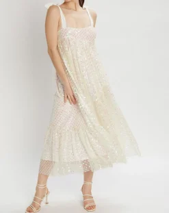 Robe longue brodée Baby Flower écru/rose-Manoush Best