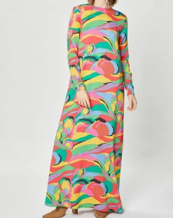 Femme Manoush Robes^Robe longue Caftan Purple Country Pop fluo