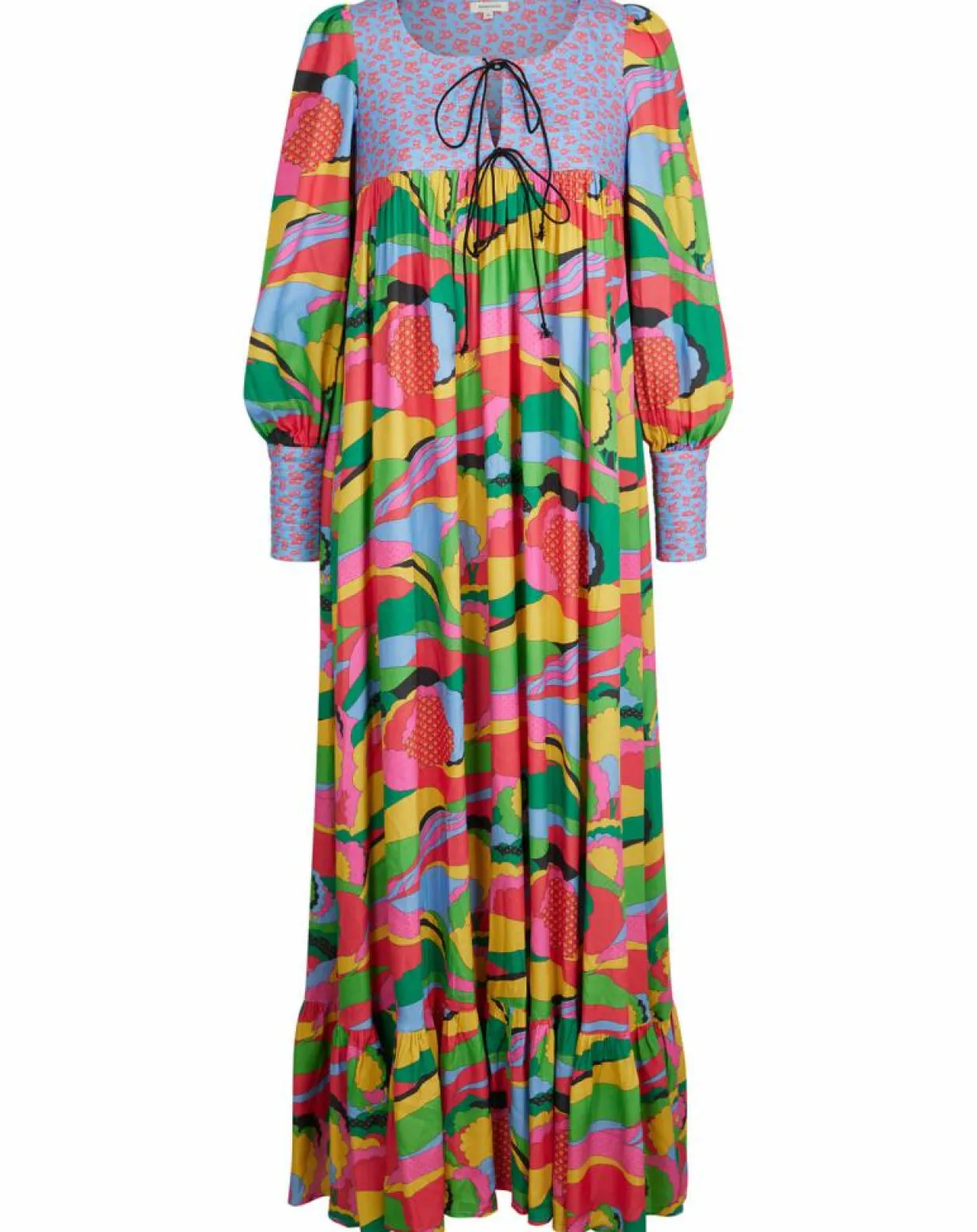 Robe longue Purple Country print bleu gris-Manoush New
