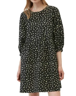 Robe manches ballons imprimée fleurs noire-Marc O'Polo Outlet