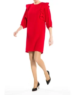 Robe manches volantes rouge-Derhy Online