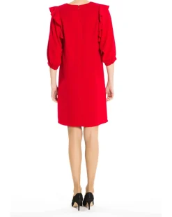 Robe manches volantes rouge-Derhy Online