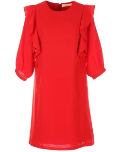 Robe manches volantes rouge-Derhy Online