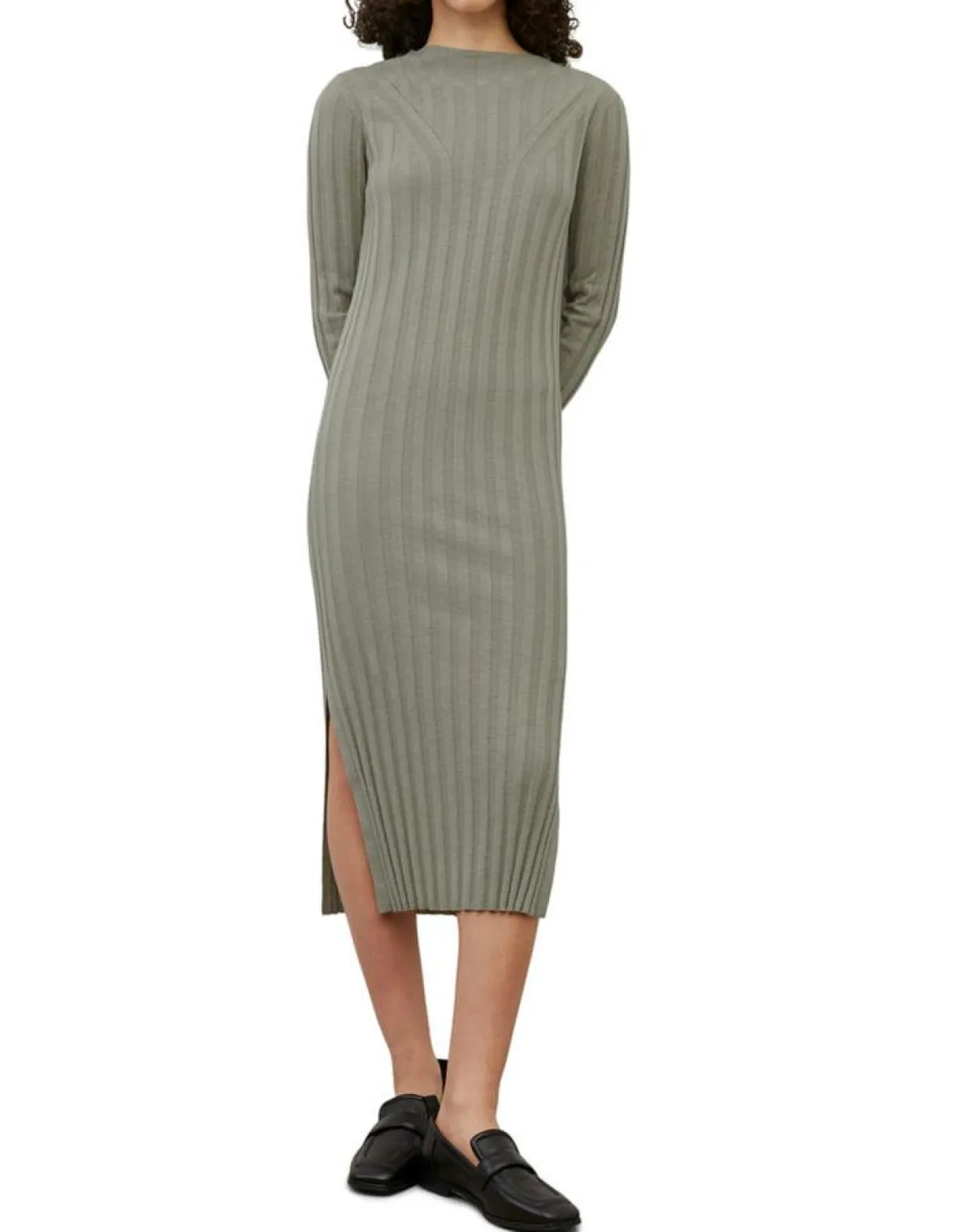 Femme Marc O'Polo Robes^Robe maxi en Coton & Lin Cotelé beige foncé