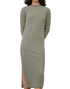Femme Marc O'Polo Robes^Robe maxi en Coton & Lin Cotelé beige foncé