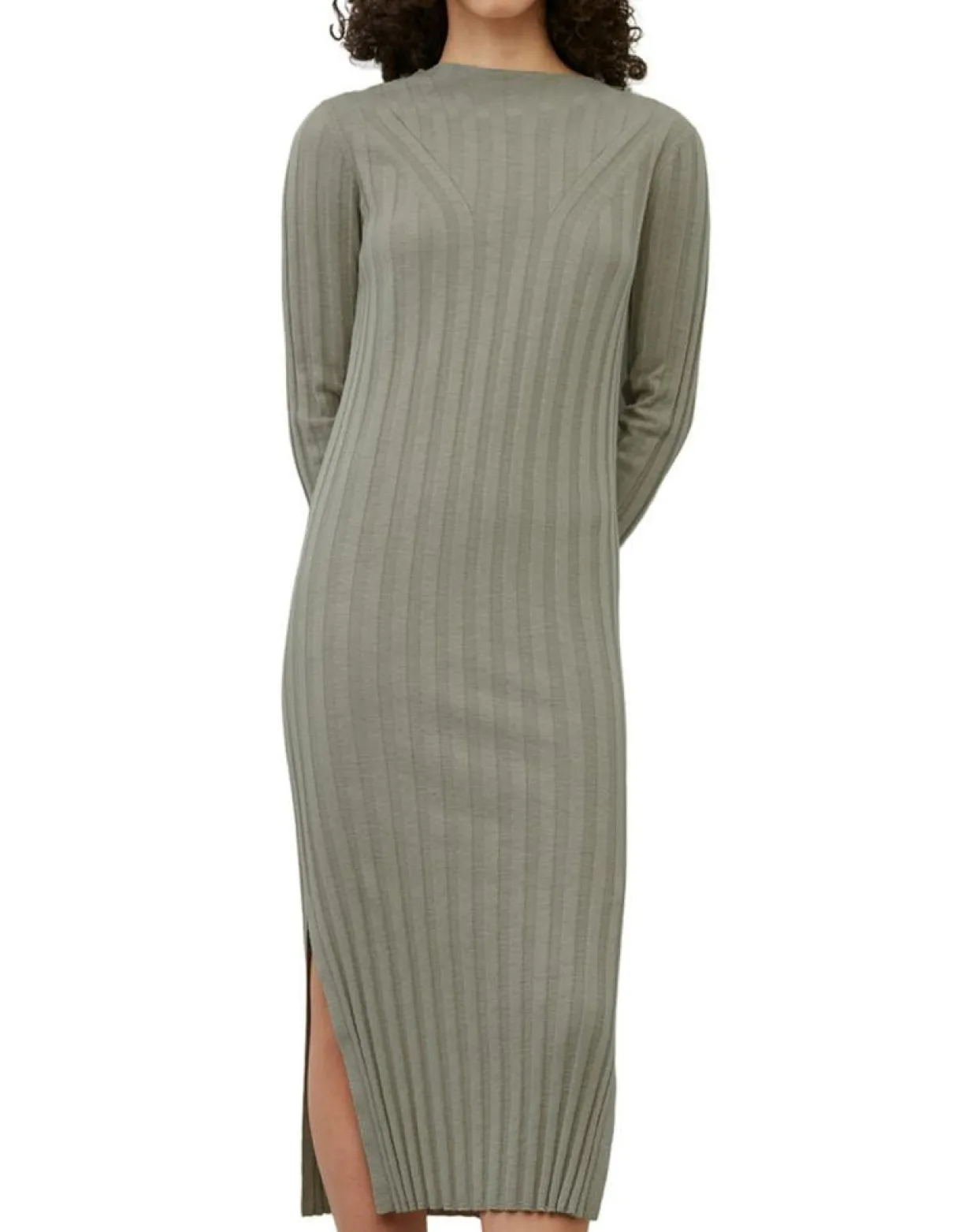 Femme Marc O'Polo Robes^Robe maxi en Coton & Lin Cotelé beige foncé