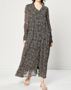 Femme Esprit Robes^Robe maxi fluide imprimée noire