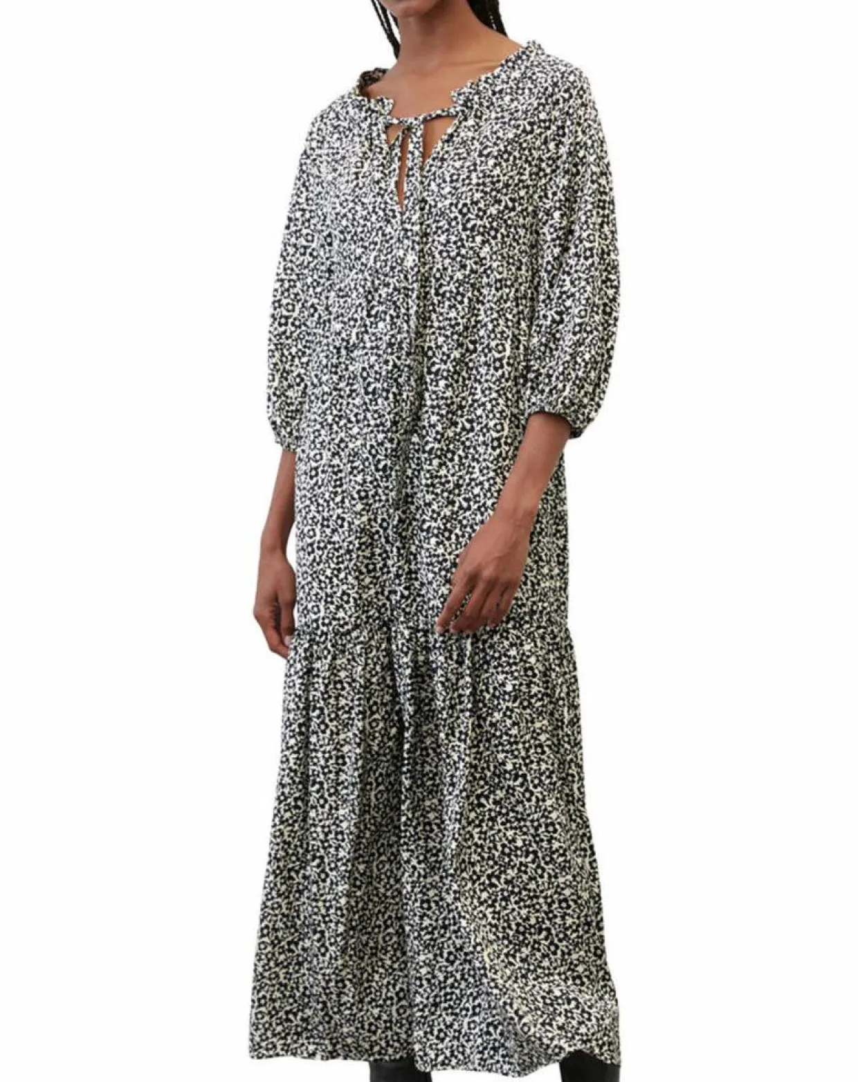 Femme Marc O'Polo Robes^Robe maxi imprimée fleurs blanc/noir
