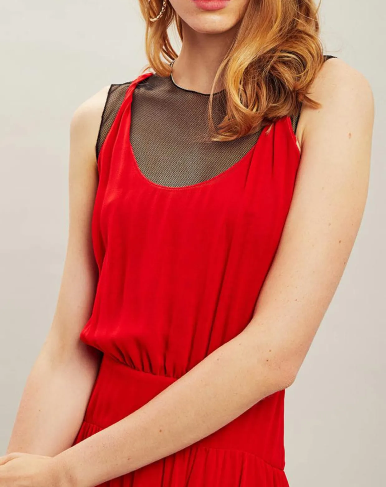 Robe midi 100% Soie rouge-Karl Lagerfeld New