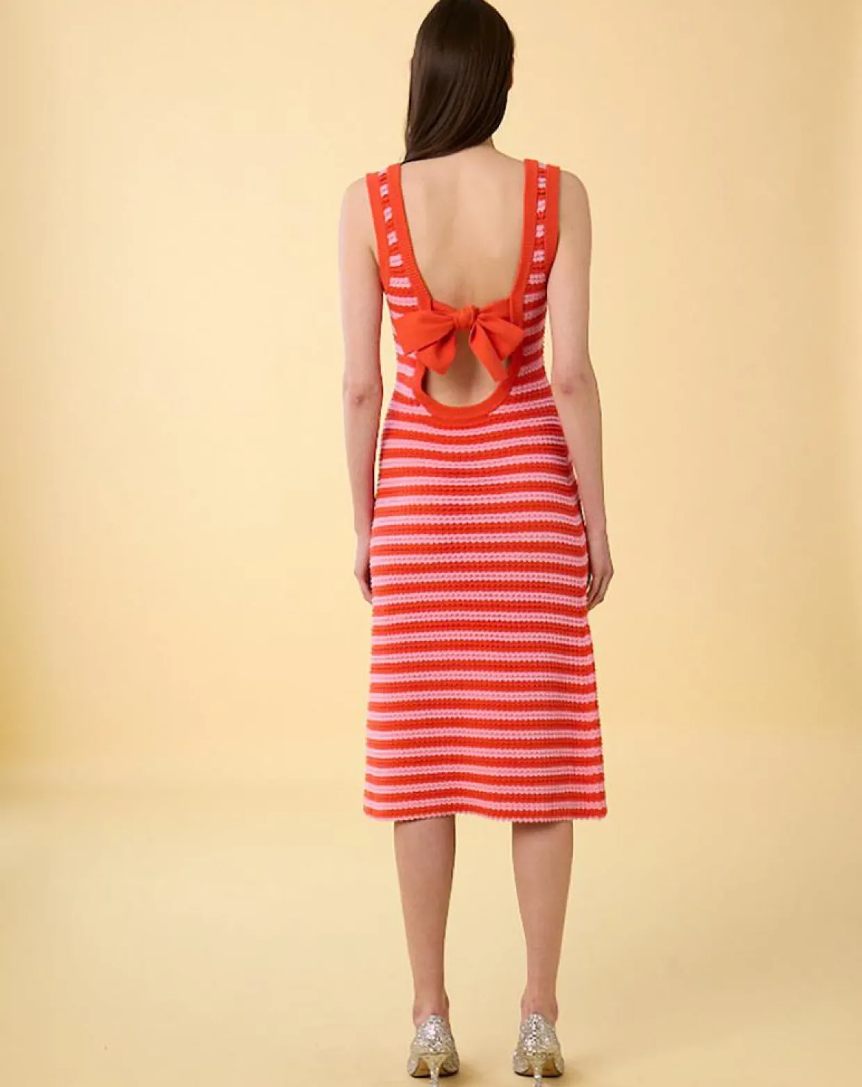 Robe Midi Ecaille Arc-en-ciel bicolore rouge/rose-Manoush Sale