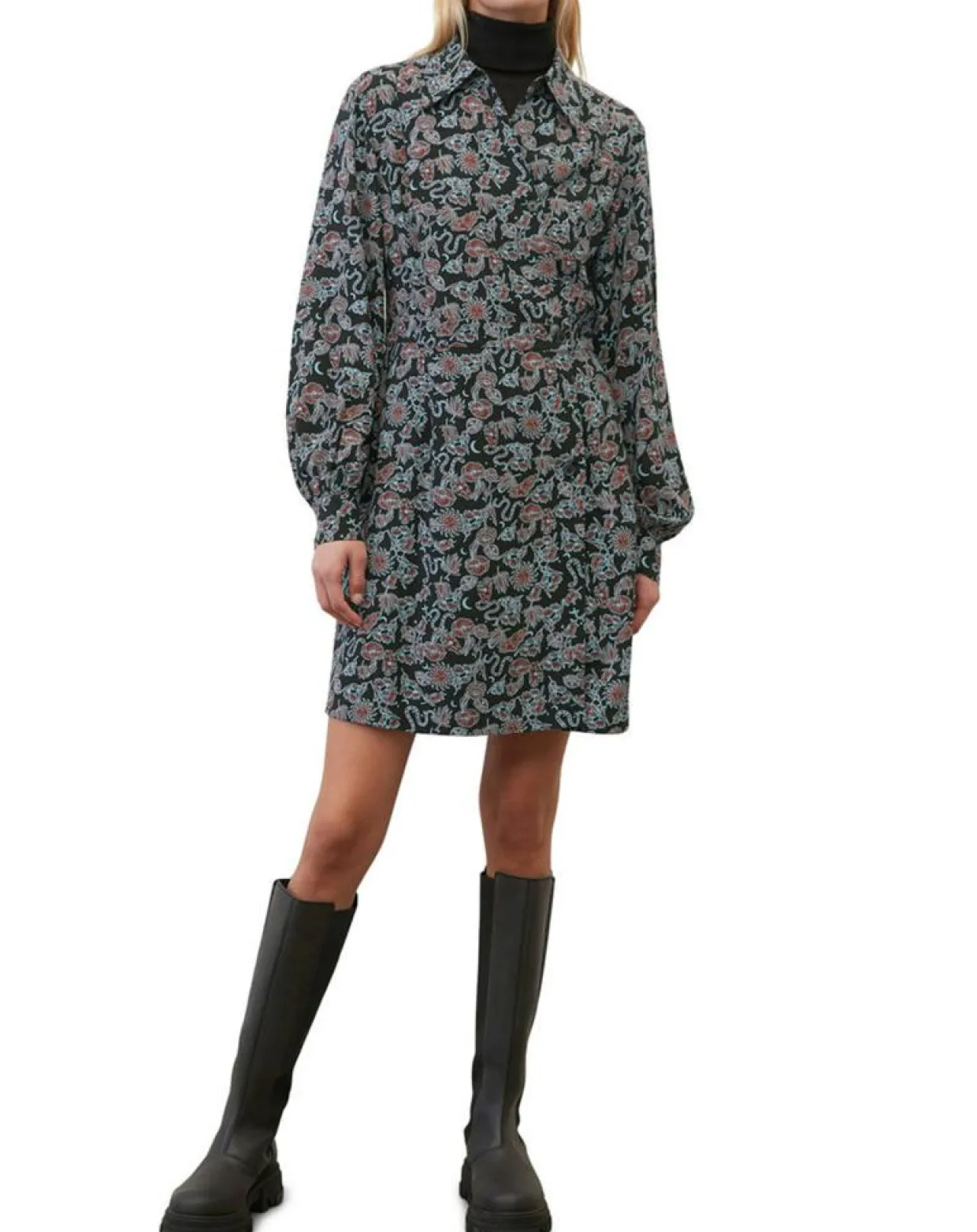 Robe midi imprimée noir/multicolore-Marc O'Polo Discount
