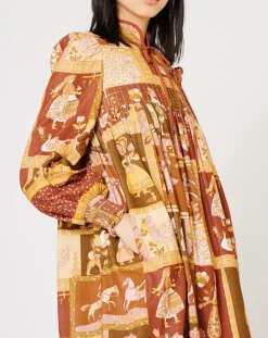 Robe Midi Légende Médiévale jaune/marron-Manoush