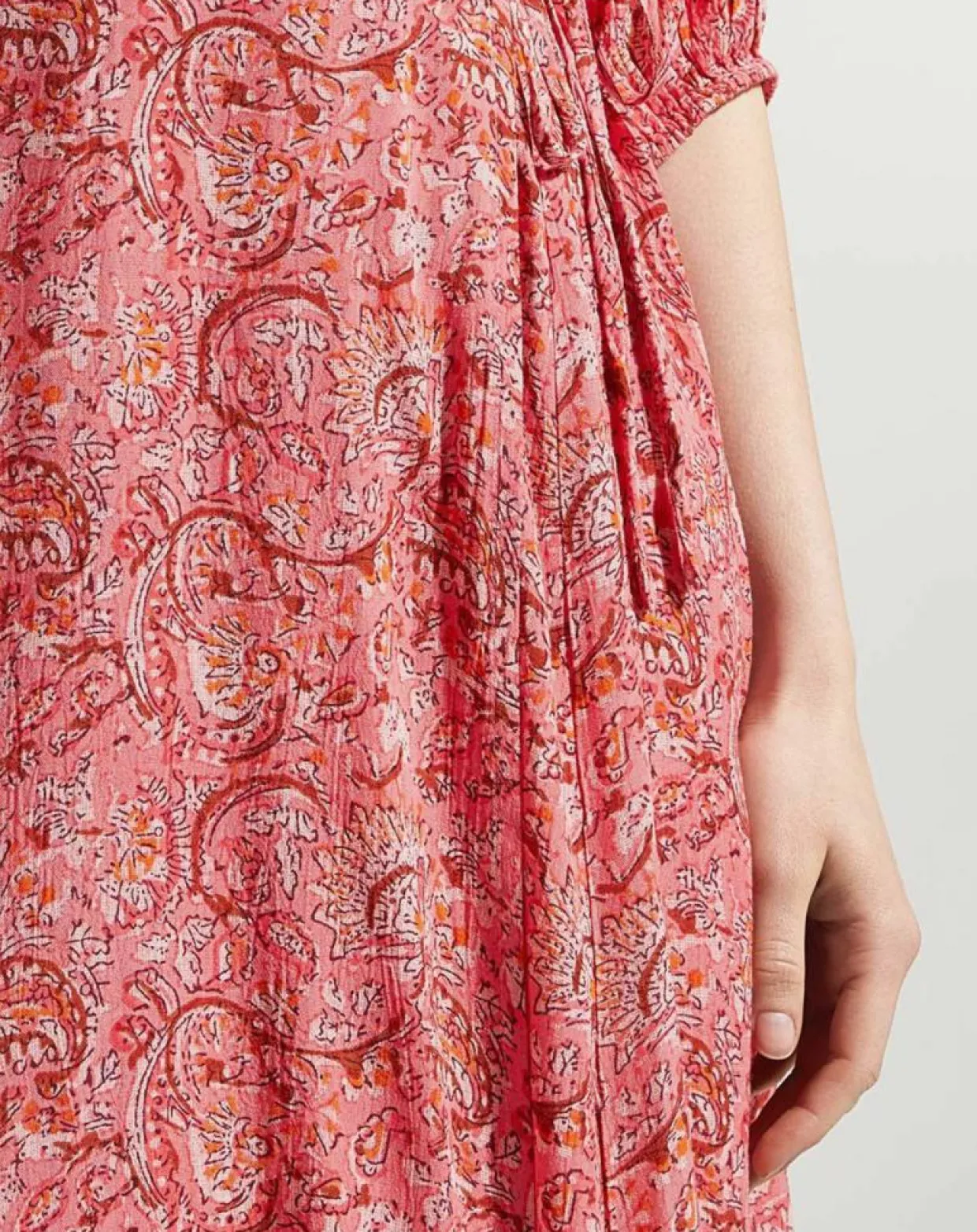 Femme Garance Paris Robes^Robe midi portefeuille Nacre imprimée rose