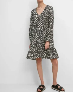 Femme Marc O'Polo Robes^Robe mi-longue à fleurs noire