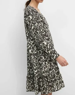 Femme Marc O'Polo Robes^Robe mi-longue à fleurs noire
