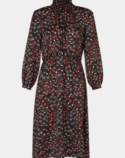 Robe mi-longue fluide Gautier imprimée noire-Galeries Lafayette Discount