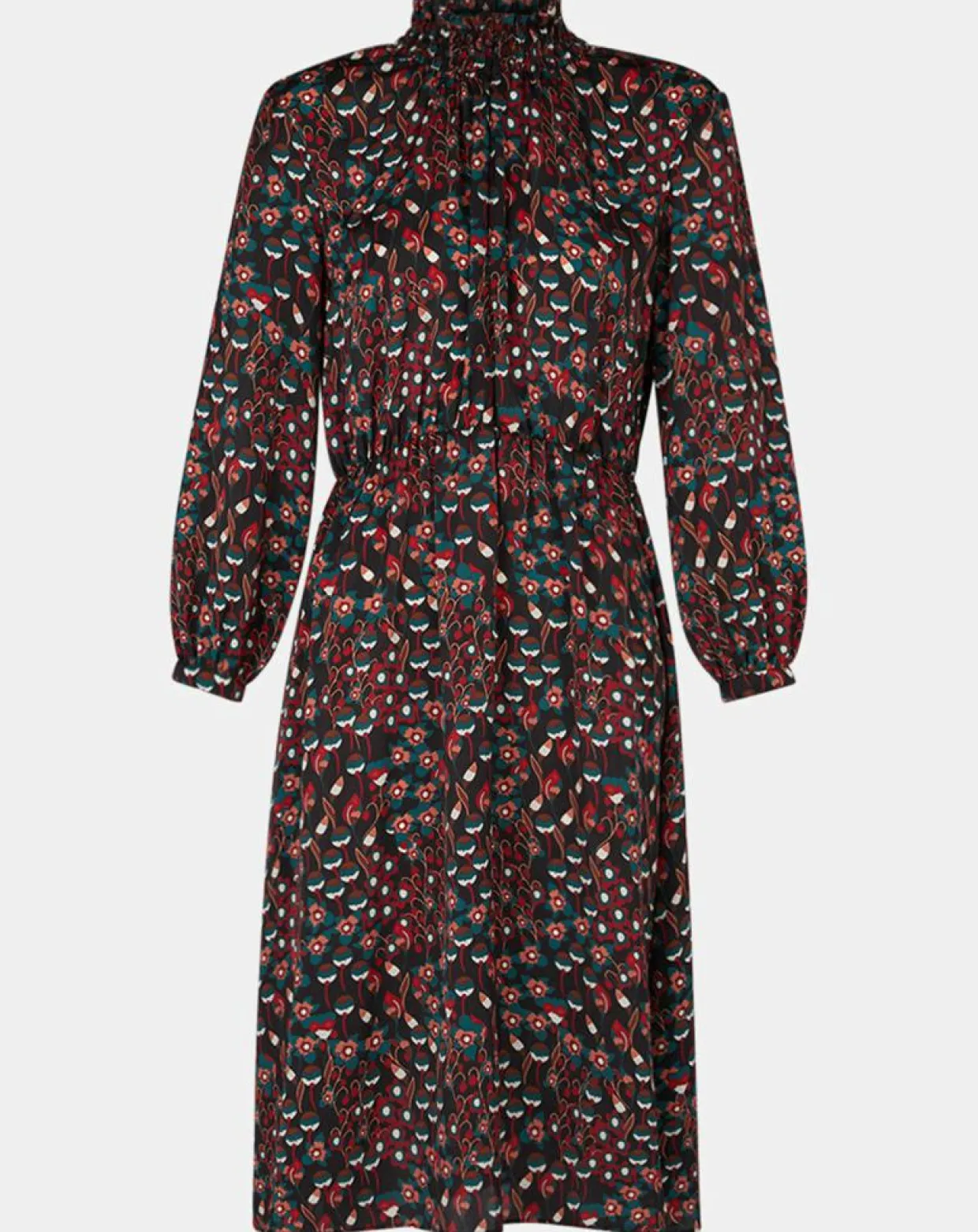 Robe mi-longue fluide Gautier imprimée noire-Galeries Lafayette Discount