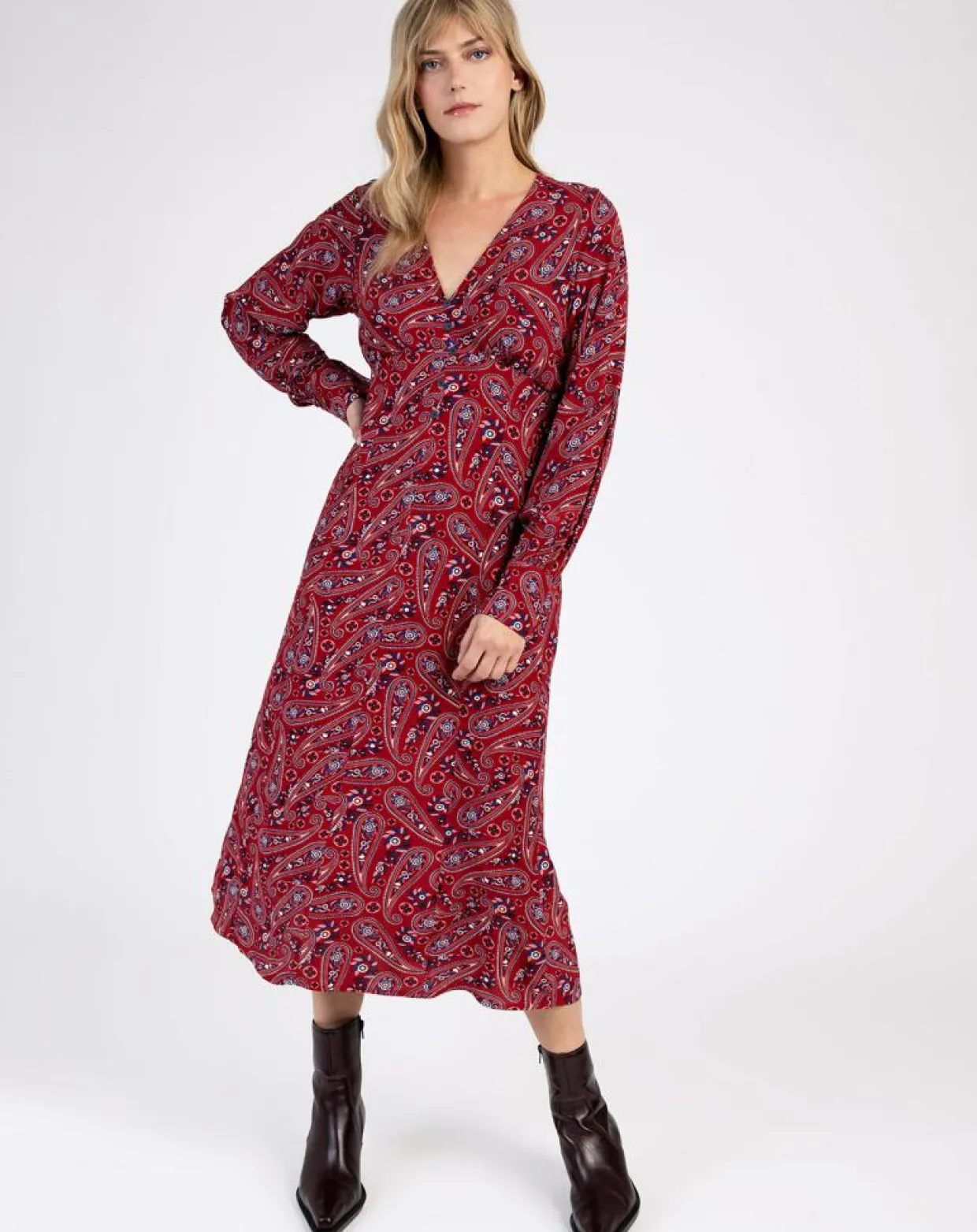 Femme An'ge Robes^Robe Miroko paisley sanguine