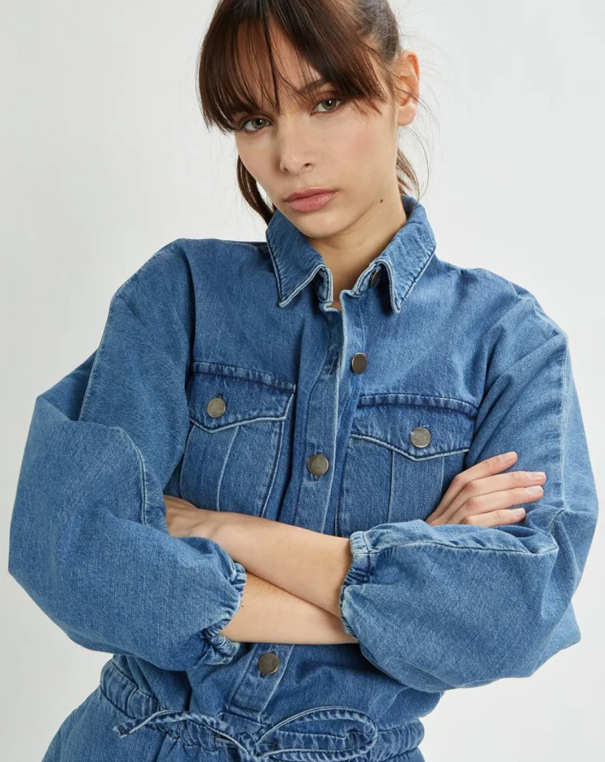 Robe Nora en denim bleue-Stella Forest Sale