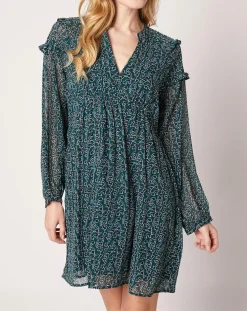 Robe Odette imprimée vert sapin-An'ge New