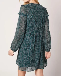 Robe Odette imprimée vert sapin-An'ge New