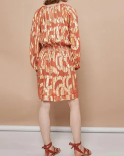 Femme Mare di Latte Robes^Robe Oleria courte patineuse imprimée orange