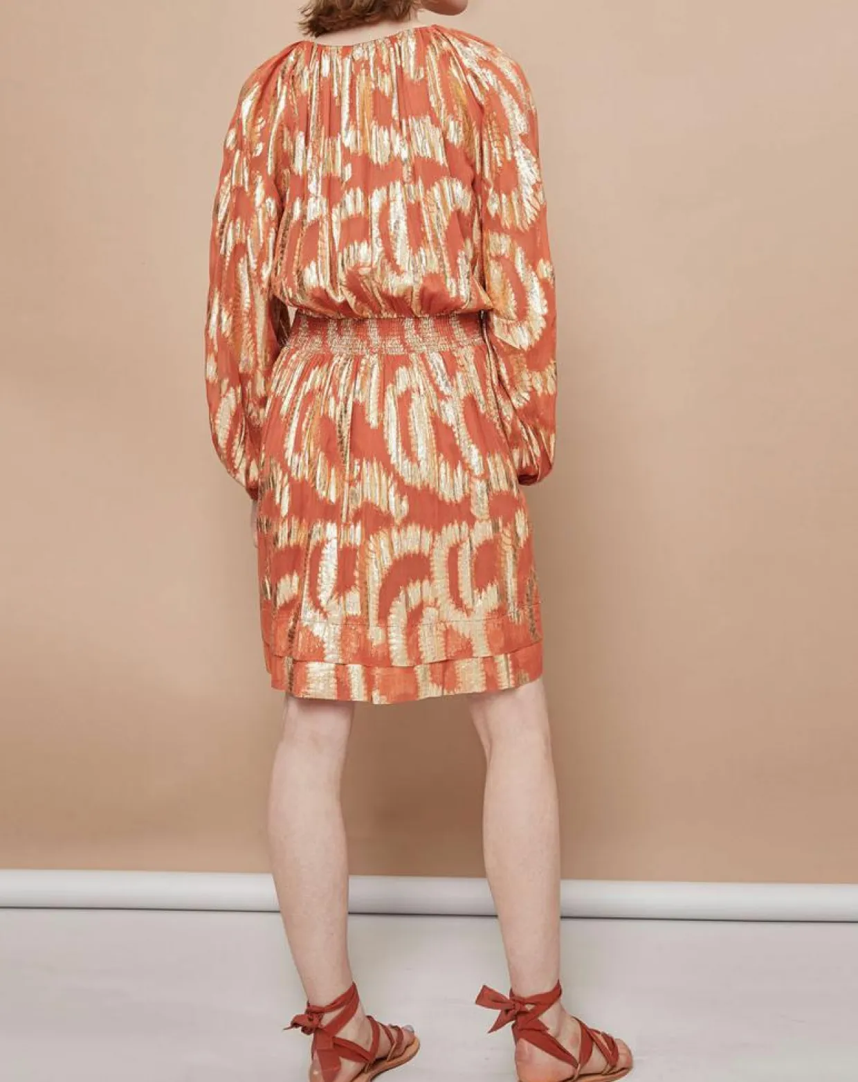 Femme Mare di Latte Robes^Robe Oleria courte patineuse imprimée orange