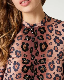 Femme Manoush Robes^Robe Panther léopard marron