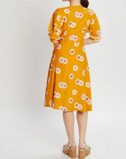 Femme Manoush Robes^Robe Paquerette imprimée jaune moutarde