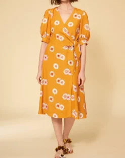 Femme Manoush Robes^Robe Paquerette imprimée jaune moutarde