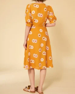 Femme Manoush Robes^Robe Paquerette imprimée jaune moutarde