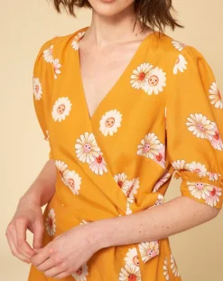 Femme Manoush Robes^Robe Paquerette imprimée jaune moutarde