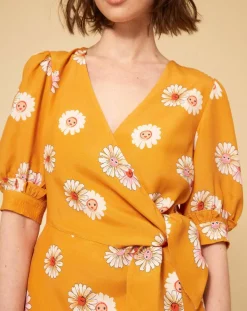 Femme Manoush Robes^Robe Paquerette imprimée jaune moutarde